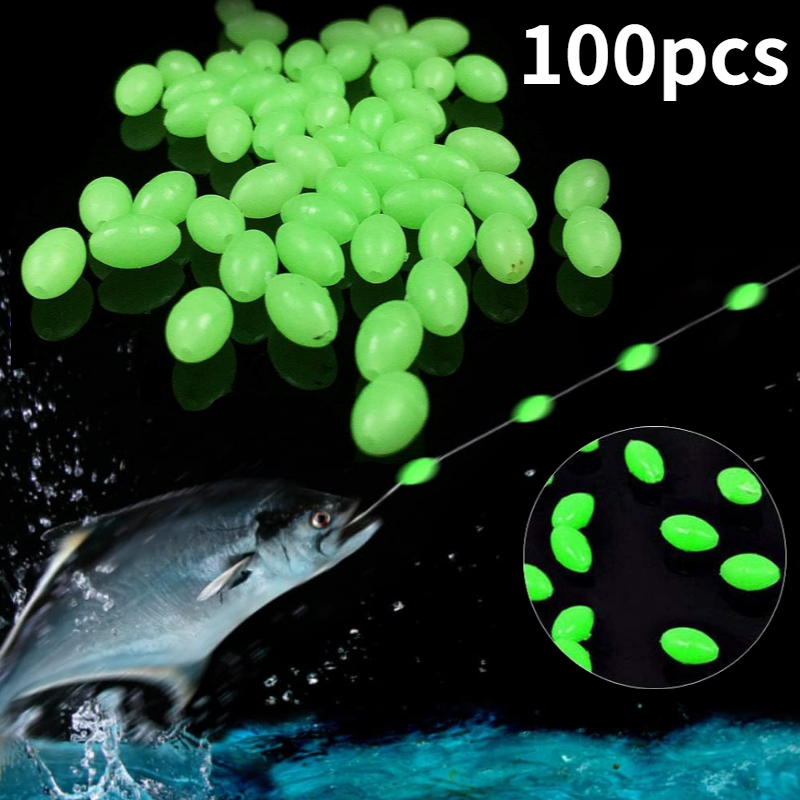 Fishing Equipment Used - 100pcs/lot Oval Night Luminous Fishing Beads