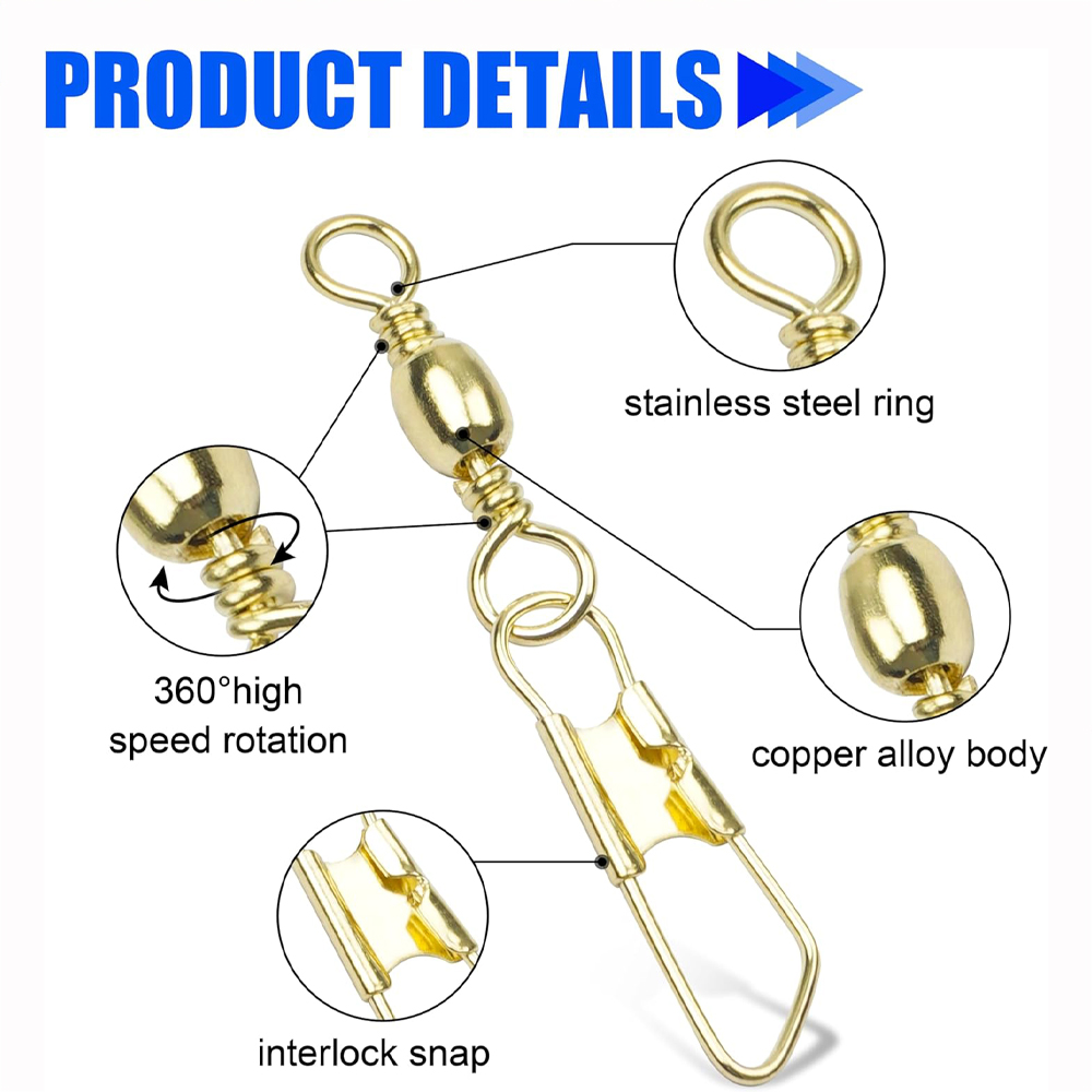 50Pcs Gold Fishing Barrel Swiv - Fishing Equipment Used 评论和价格